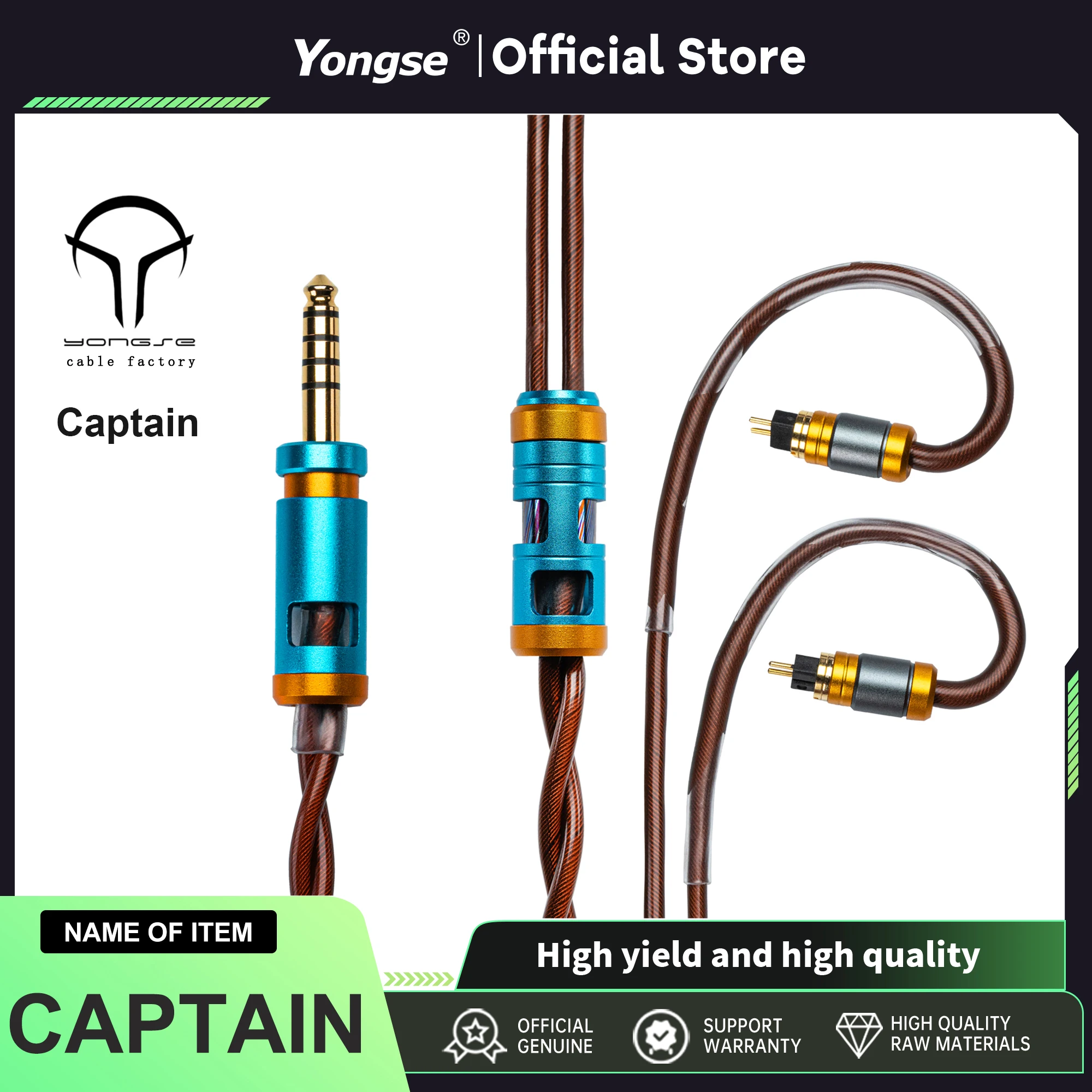 Yongse Captain High Purity Single Crystal Copper Silver-plated + OOC Copper Layer 6fold Coaxial Twisted Earphones Upgrade Cable