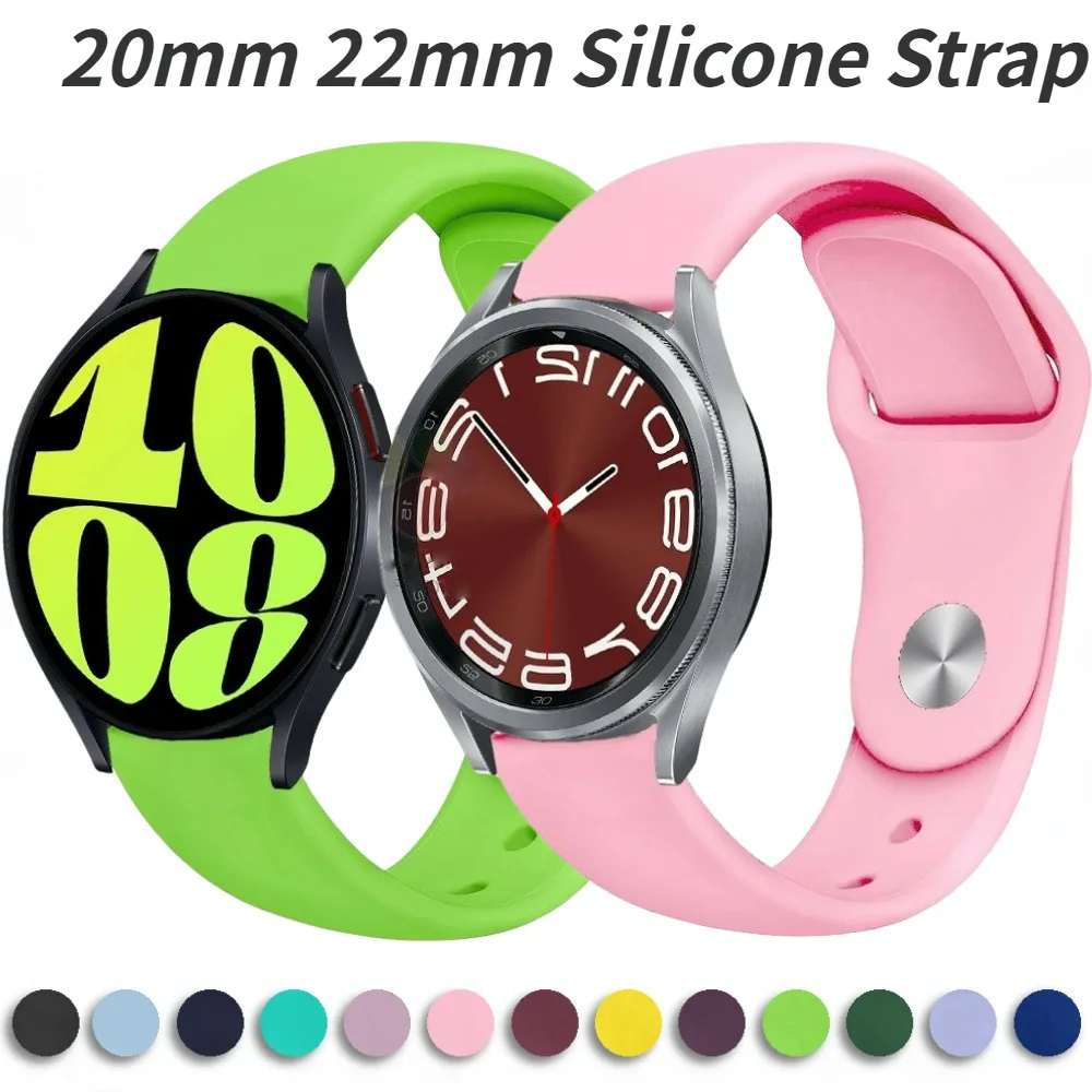 20mm 22mm Silicone Strap For Samsung Galaxy Watch 6/5/4 44mm40mm/Classic/Active 2/Gear S3 Bracelet for Huawei Watch 4/GT 2 3 Pro