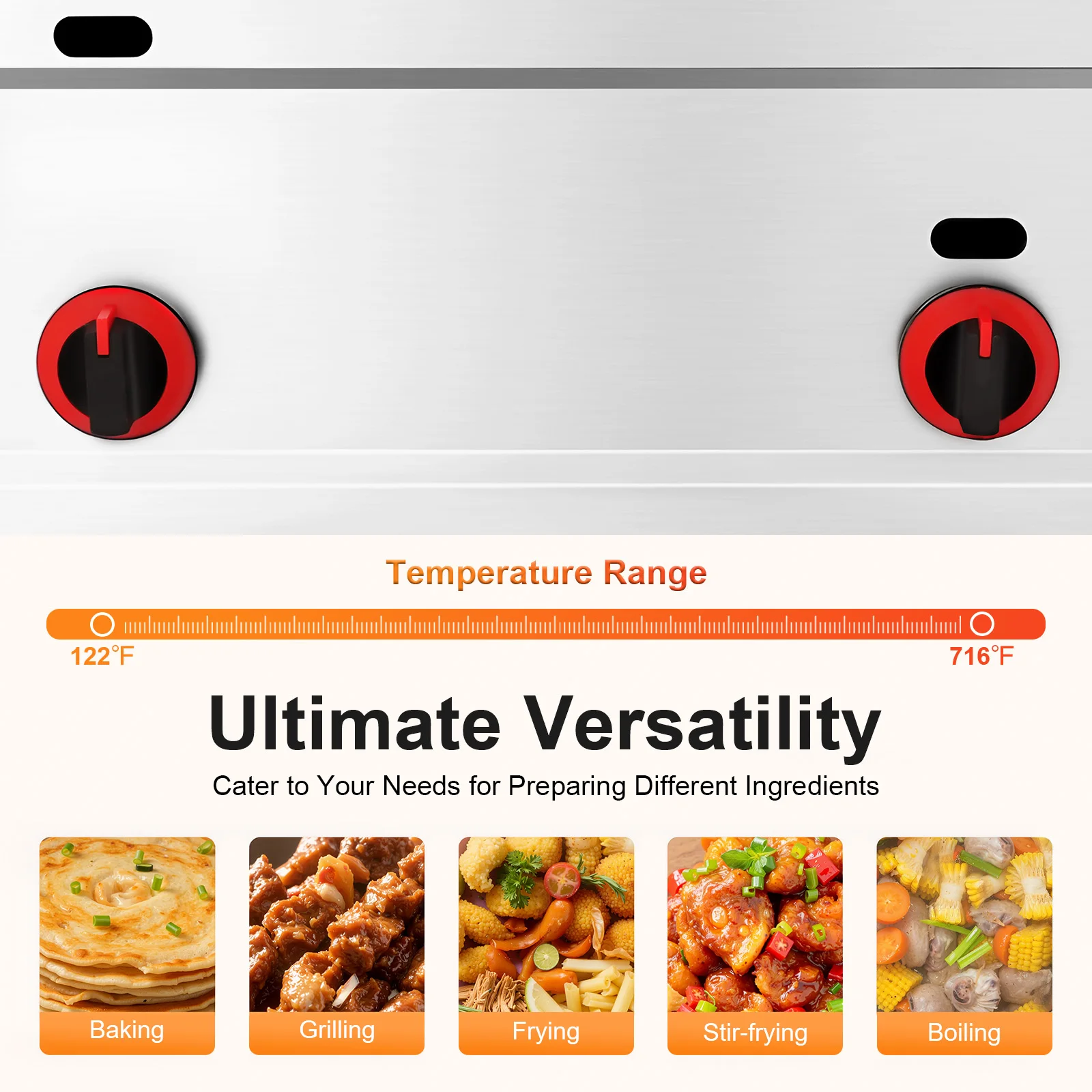 6L/1.59Gal Commercial Deep Frying Machine 410 Stainless Steel Gas Deep Fryer 50-380℃ Dual Knob Control Multi-functional Fryer