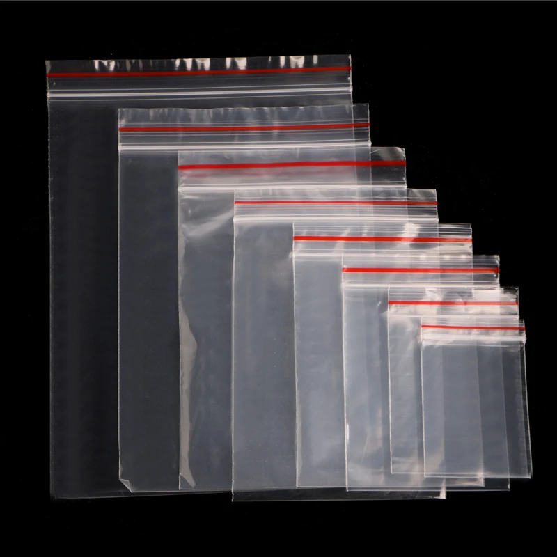 

8 Sizes Clear Grip Self Press Seal Resealable Zip Lock Plastic Bags 100PCS DropShipping