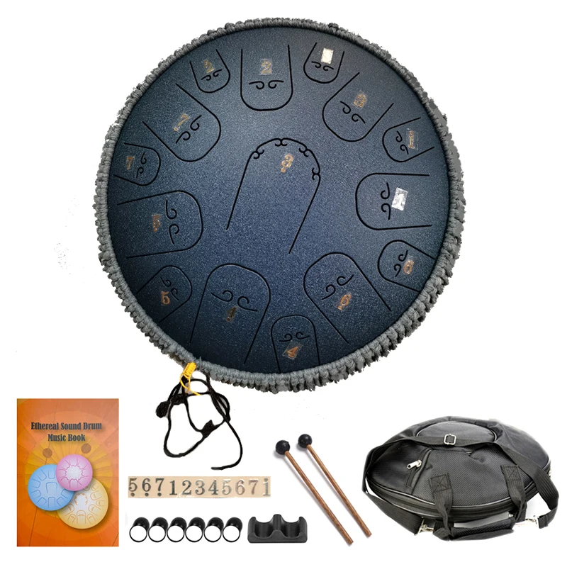 14 Inch Steel Tongue Drum 15 Notes Handpan Drum Percussion Instruments Yoga Meditation Music Drums Hand Pan Tambourine Gifts