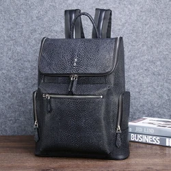 Genuine Leather bags Pearl fish pattern Men's Backpack Large Capacity Travel Bag Outdoor travel bag Men's Bag Factory Wholesale