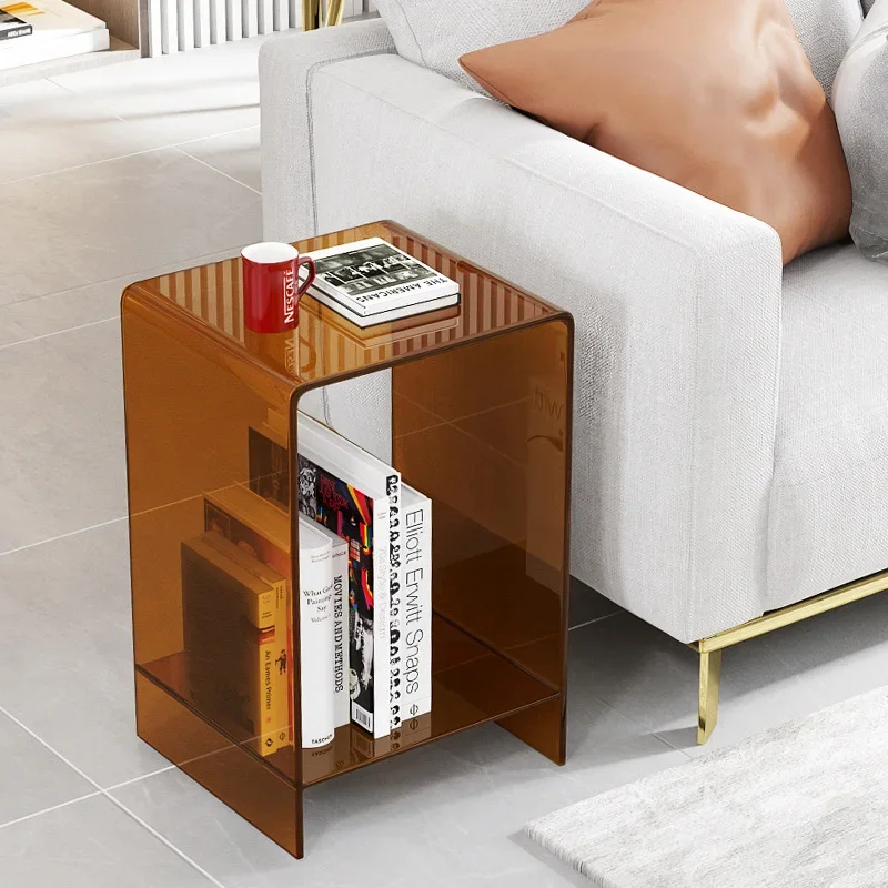 Nordic Acrylic Simple Coffee Table Transparent Double Storage Bedside Table Designer Ins Creative Photography Side Table