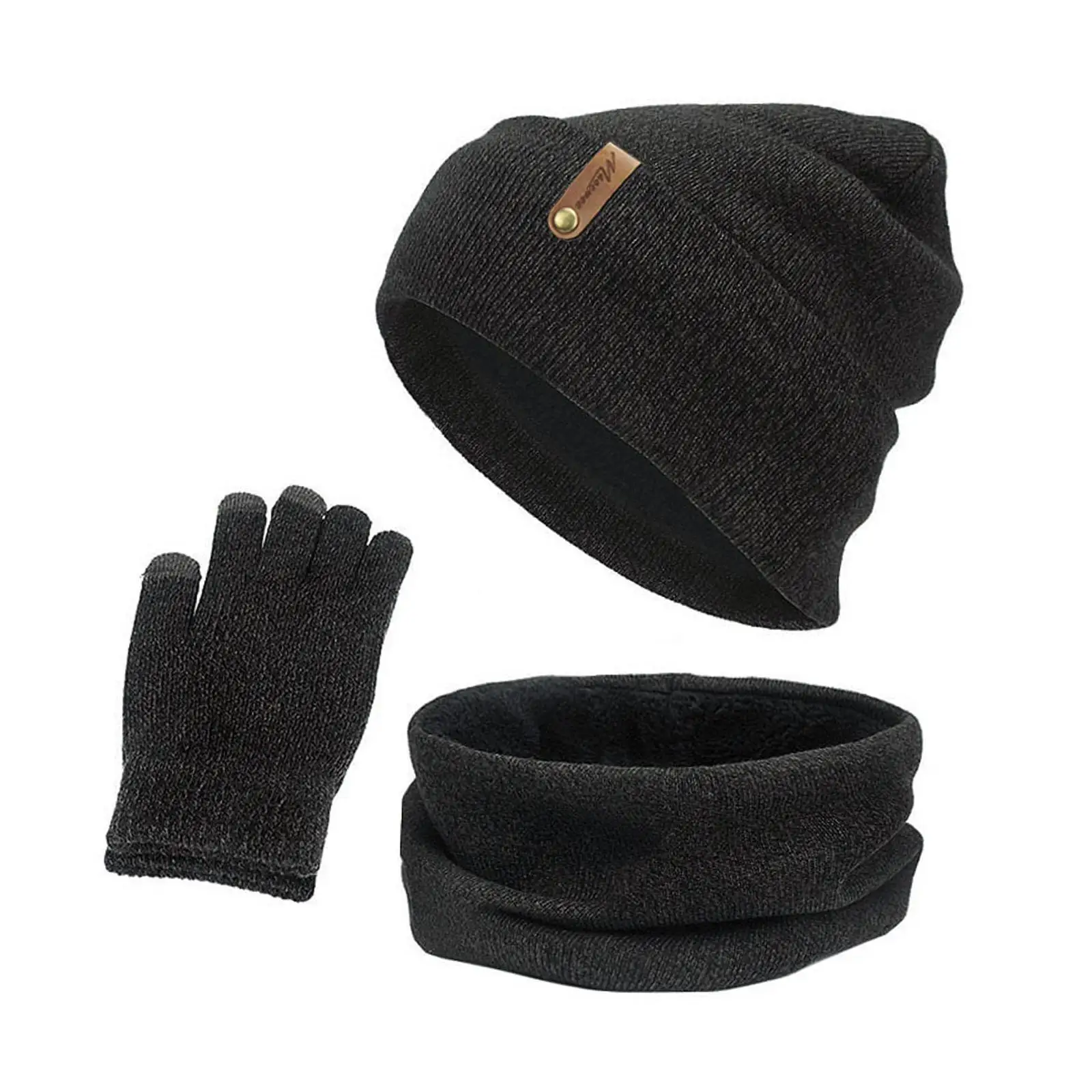 3 pçs conjunto masculino meninas gorro chapéu pescoço cachecol luvas de malha conjunto inverno mais quente