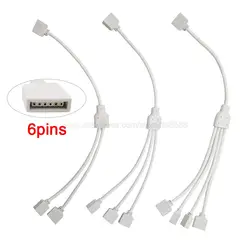 6Pins RGBCCT LED Strip Splitter Connector Hub 1 to 2 3 4 Port Cable 6-Pin Female to Female Connector Wire LED Accessories