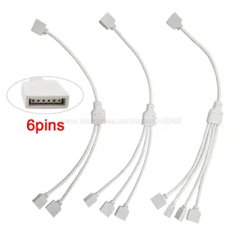 6Pins RGBCCT LED şerit Splitter bağlayıcı Hub 1 ila 2 3 4 Port kablo 6-Pin dişi dişi konnektör tel LED aksesuarları