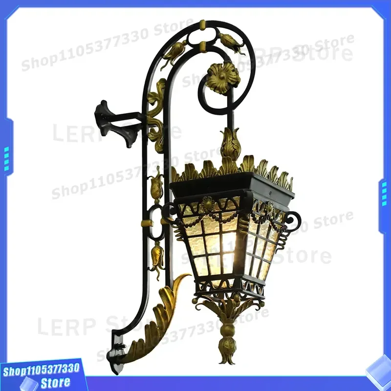 Vintage Cast Iron 3D Wall Lamp Powder Coated Outdoor Lighting for Home Garden Park School Decoration Traditional Chinese