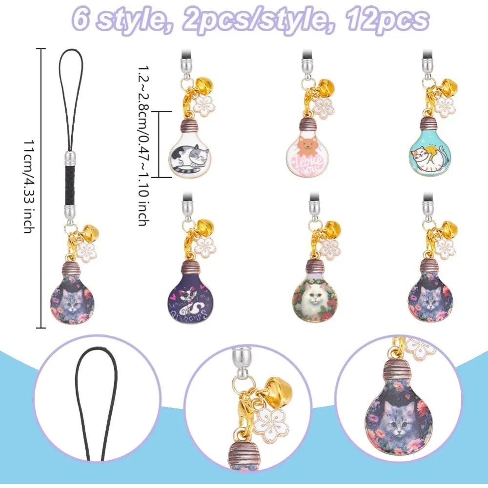 Japanese Style Cat Phone Charm Cellphone Strap Pendant with Nylon Cord for Backpack Wallet Keychain Accessories