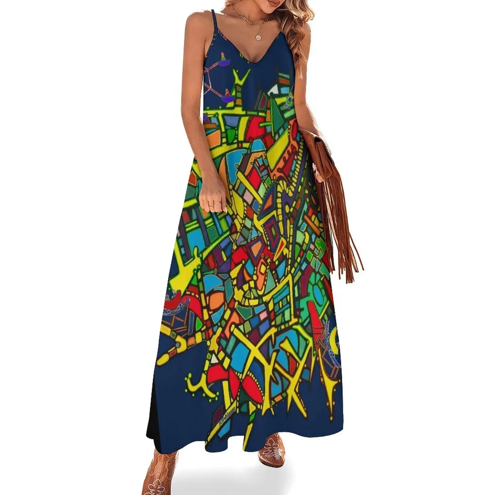 

Yellow Line Amusement Sleeveless Dress women's evening dresses Summer women's clothing ladies dresses for women 2025 woman dress