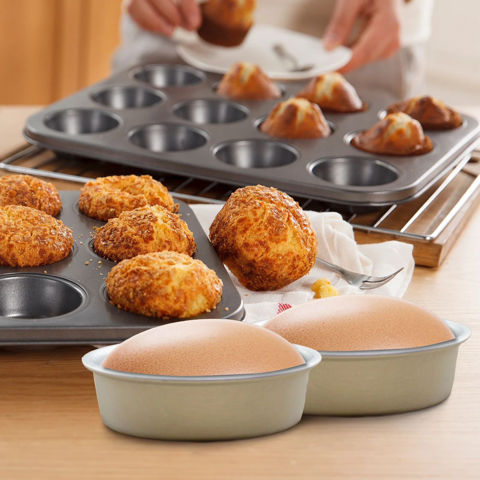 

10pcs Cake Mold Set Stainless Steel Mini Cheesecake Pan Flan Mold Baking Tools Easy Clean Non Stick Wedding Party Gift