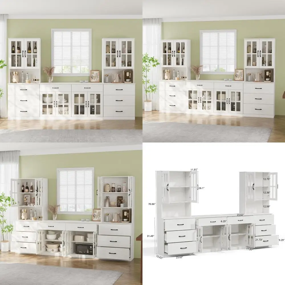 

55-Inch TV Stand with 4-Piece Modular Entertainment Center and Bookshelf Hutch