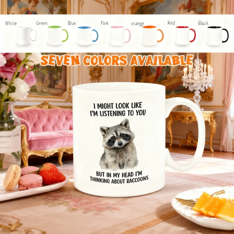 Customizable Raccoon Print Mug – Perfect Holiday & Birthday Gift – Personalized Ceramic Coffee Cup for Every Occasion