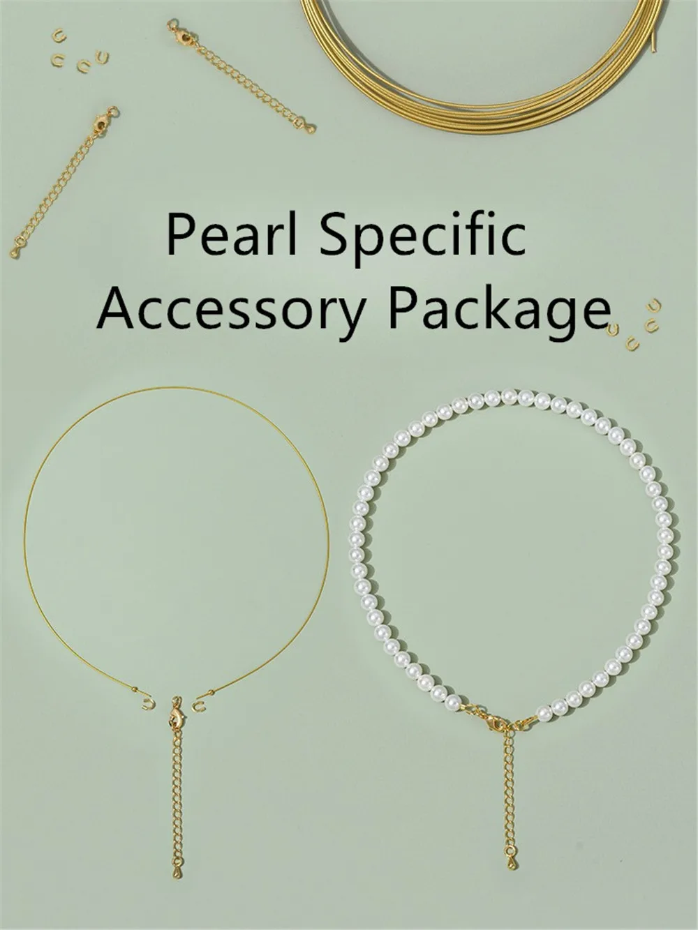 Small Hole Pearl Jewelry Necklace Jewelry Accessories Beaded Handmade DIY Material Package Extension Chain 14k Gold Wire Wire