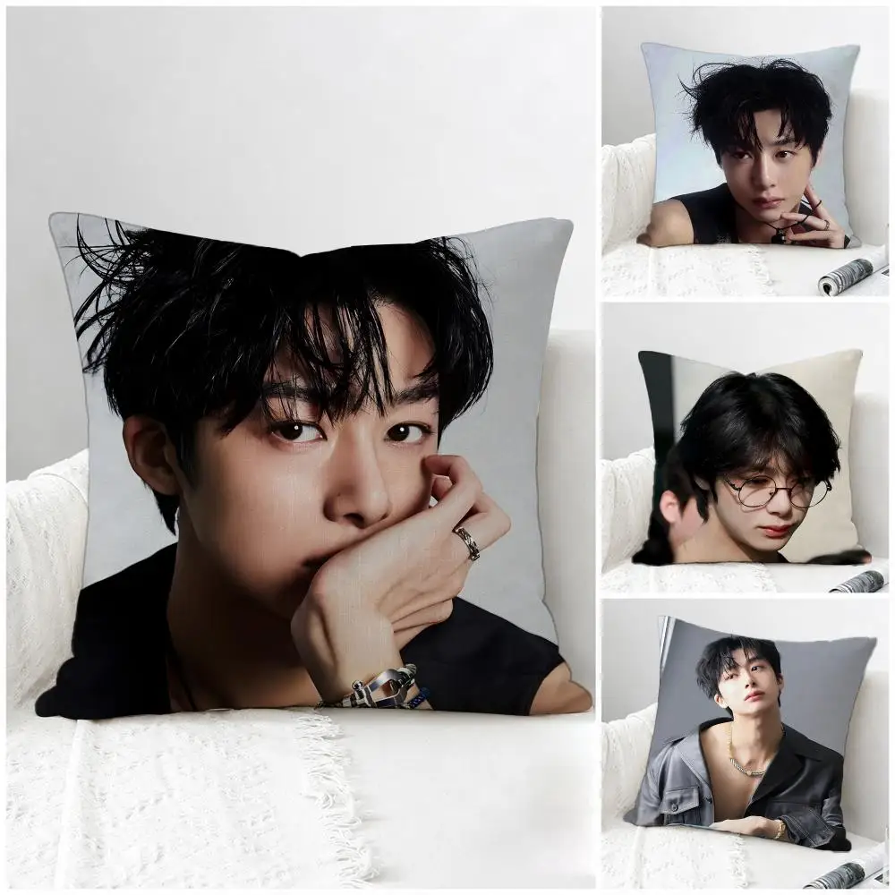 K-pop MONSTA X Hyungwon Cushion Cover Natural Linen Pillowcase Set, All-in-One Decor for Sofa, Bedroom & Chair