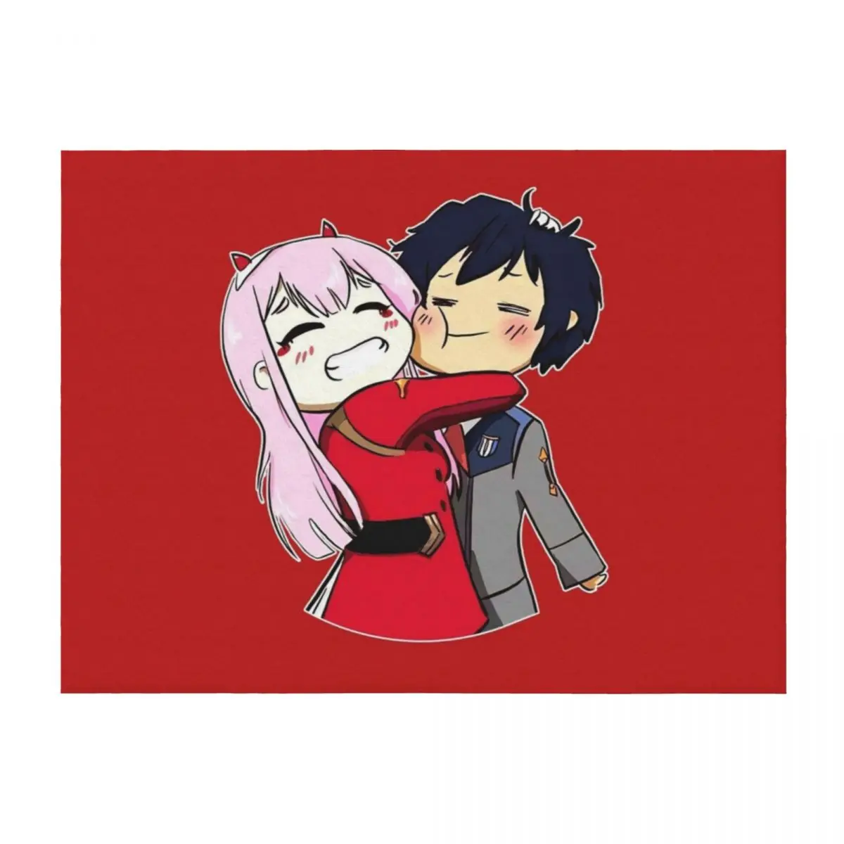 

adorable zero two and hero chiby Throw Blanket Luxury Designer Softest Multi-Purpose Camping Blankets