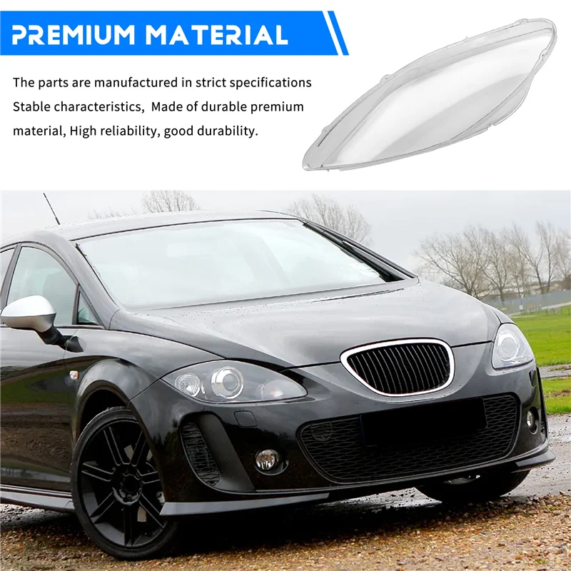 Für Seat Leon 2004-2012 Auto Scheinwerfer Objektiv Shell Scheinwerfer Abdeckung Plexiglas Lampe Schatten Transparent Lampenschir