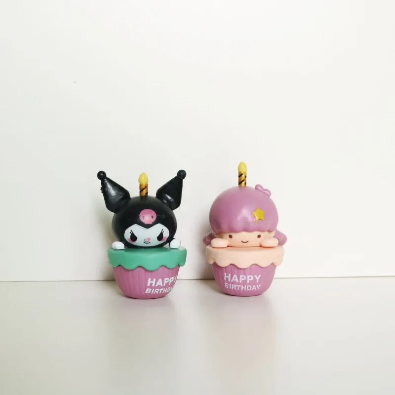 Sanrio Kuromi Decoração Boneca, Figuras Anime, Hello Kitty Cinnamoroll, Q Figural, Modelo de Bolo de Mesa, Crianças Presentes de Aniversário