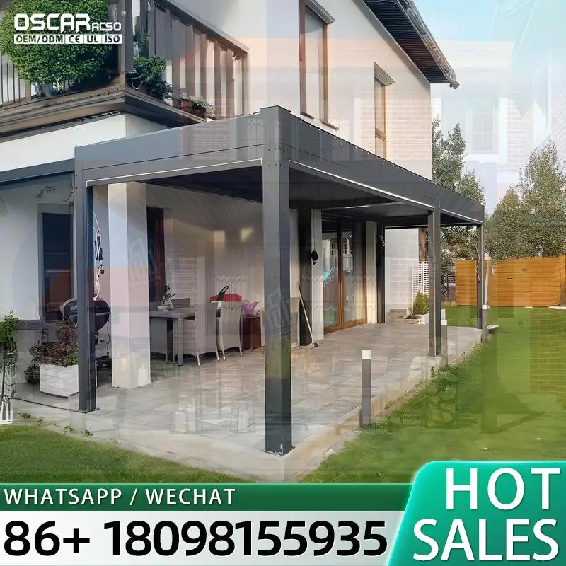 Motorized Aluminum Rainproof Arch Sun Shade Garden Patio Louvered Roof Pergola Kits Durable Luxury Functional pergola