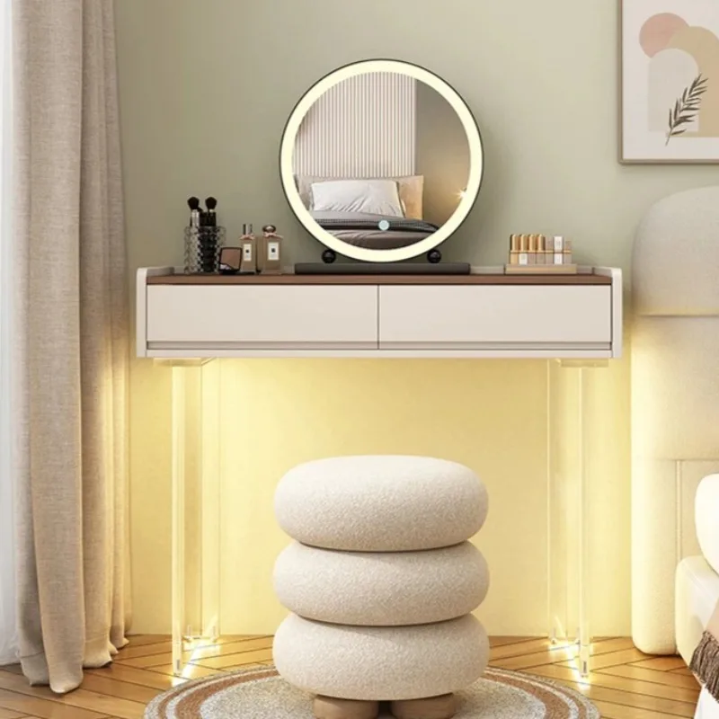Shelves Luxury Dressing Table Chair Nice Side Stand Vanity Makeup Desk Space Saving Light Coiffeuse Mid Century Furniture
