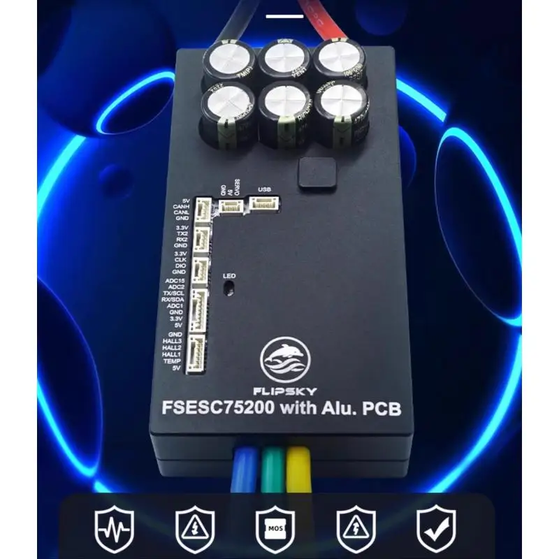 Flipsky ESC 75200 84V 200A 高電流 アルミPCB搭載 VESCベース E-Foil対戦ロボット サーフボード AGVロボット用