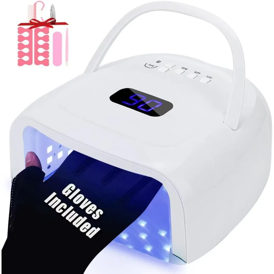 

UV LED Nail Lamp60W Professional Rechargeable UV LED Nail Dryer for Gel Nail Polish Dryer Fast Curing Lamp 4 Timer Settings Gel