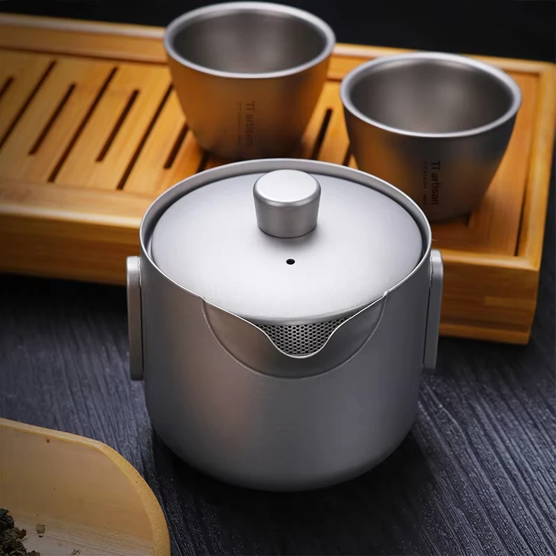 Portable Ultralight Titanium tea maker with infuser water Cup Teapot Set Camping infuser camping accessories chinese tea set