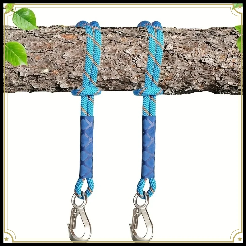 Heavy Duty Nylon Sling with Metal Hook - Wear-resistant - Suitable for Outdoor Hammocks, Tree Swings, and Patio Chairs