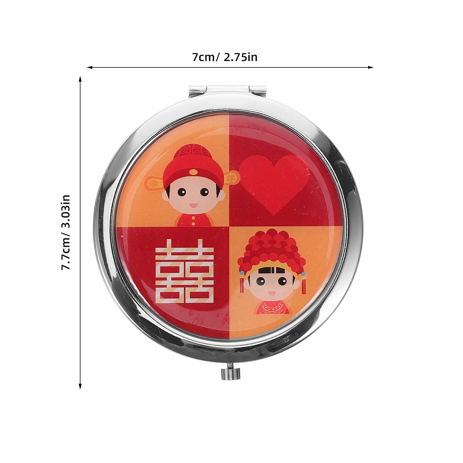 Niedlicher kompakter Handspiegel, Hochzeitsthema, HD, kleiner tragbarer Schminkspiegel für Frauen, Reise-Geldbörse, Tasche, dekorativ