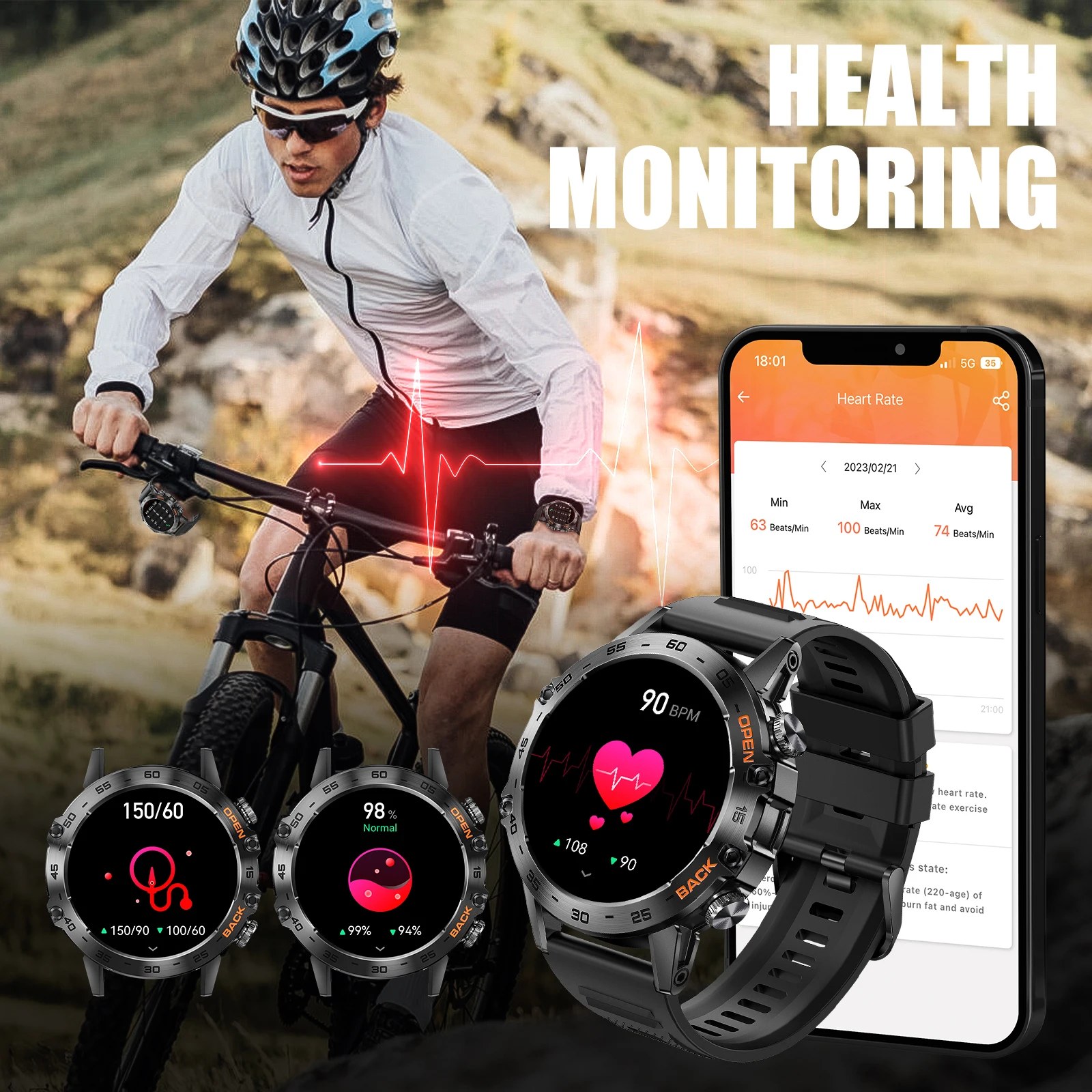 EIGIIS Steel 1.39 Bluetooth Call Smart Watch Men Sports Fitness Tracker Watches IP67 Waterproof Smartwatch for Android IOS K52