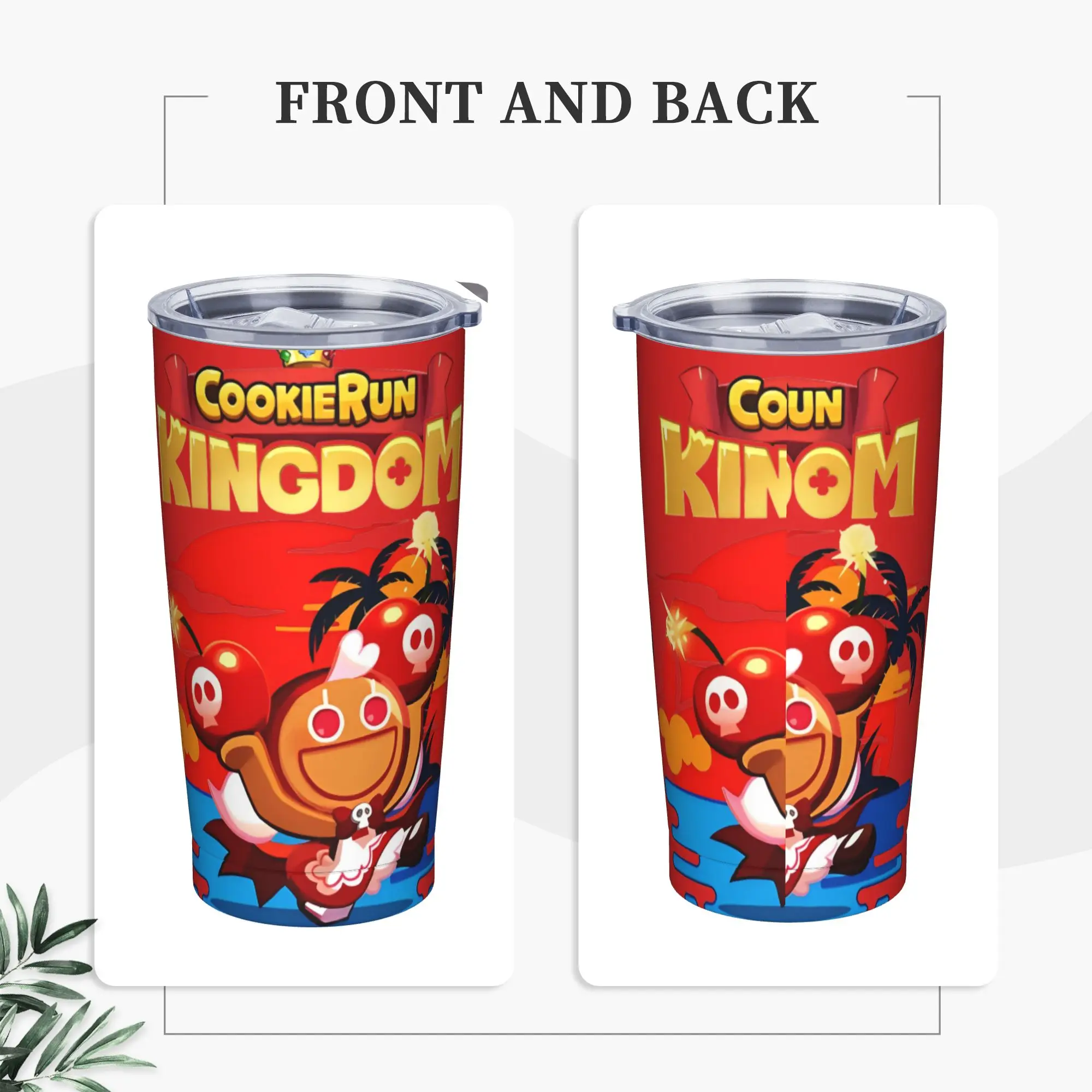 Summer Cookie Cherry cookie Tumbler Vacuum Insulated Cookie Run Kingdom Coffee Cups with Lid Straw Outdoor Mug Water Bottle 20oz