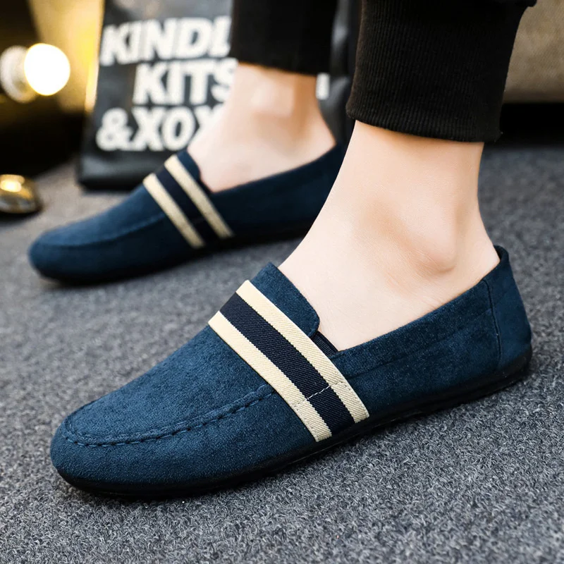 2023Men Sneakers Flats Men Shoes Black Blue Loafers Slip on Male Footwear Adulto Driving Moccasin Soft Comfortable Casual Shoes