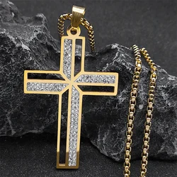 Catholic Crucifix Cross Necklace for Women Men Stainless Steel Christian Religious Male Chain Jewelry colar masculino N4943
