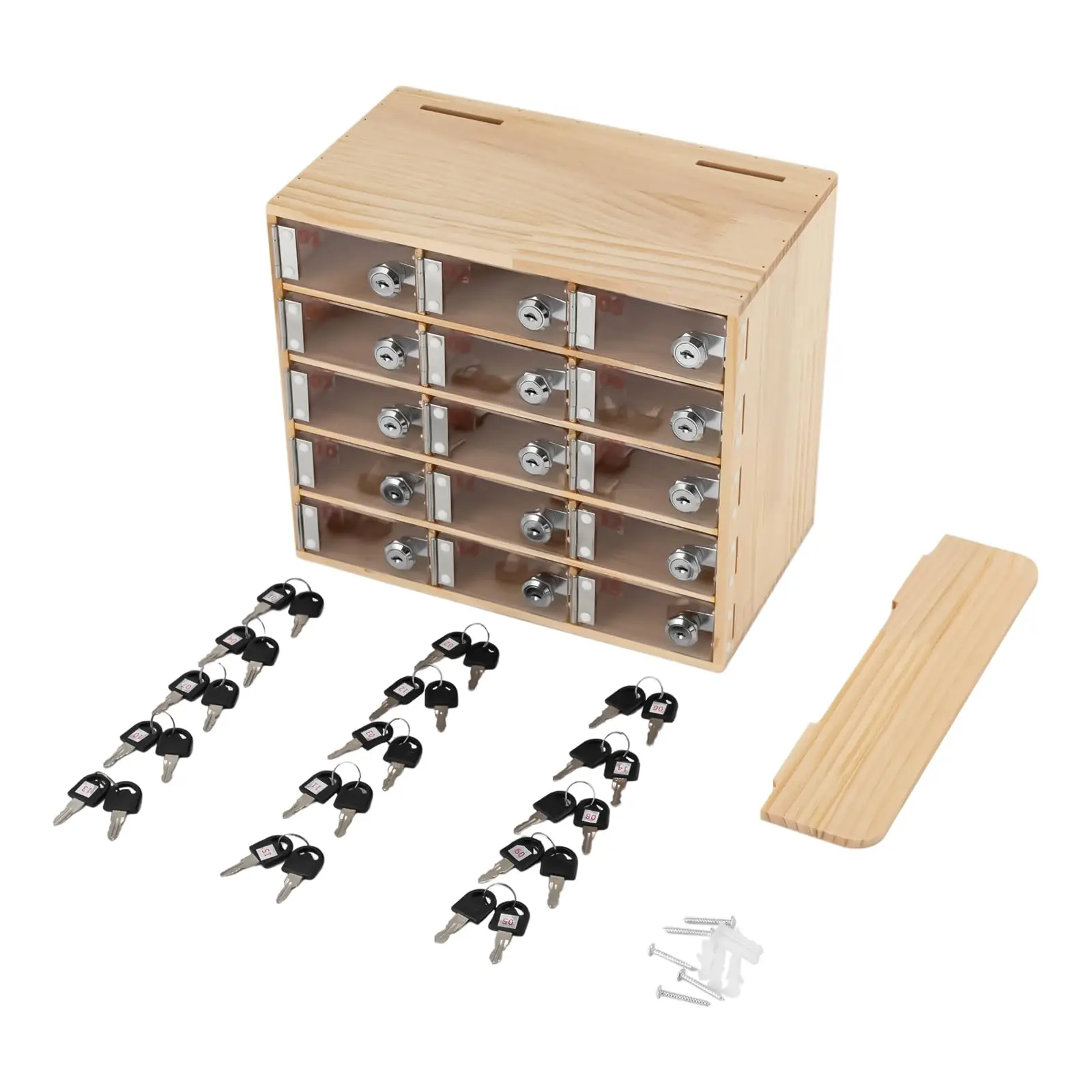 صندوق خزانة للهاتف الخلوي مكون من 15 فتحة، وخزانة تخزين للهاتف الخلوي من الخشب والأكريليك مع أقفال ومفاتيح قفل للهاتف الخلوي المثبت على الحائط