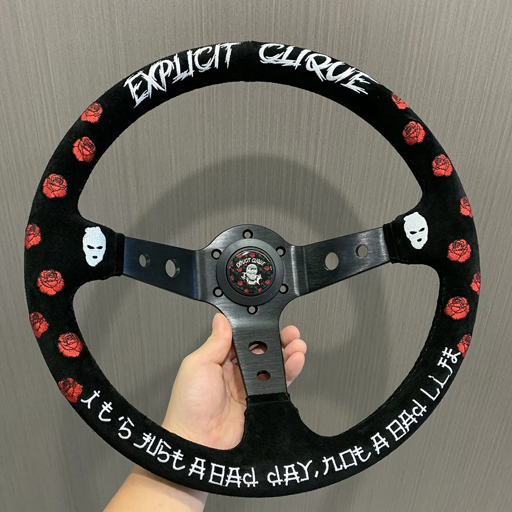 JDM STYLE Customizable style embroidery rose steering wheel like HKS VERTEX LIKESISE STYLE drift Japanese wheels