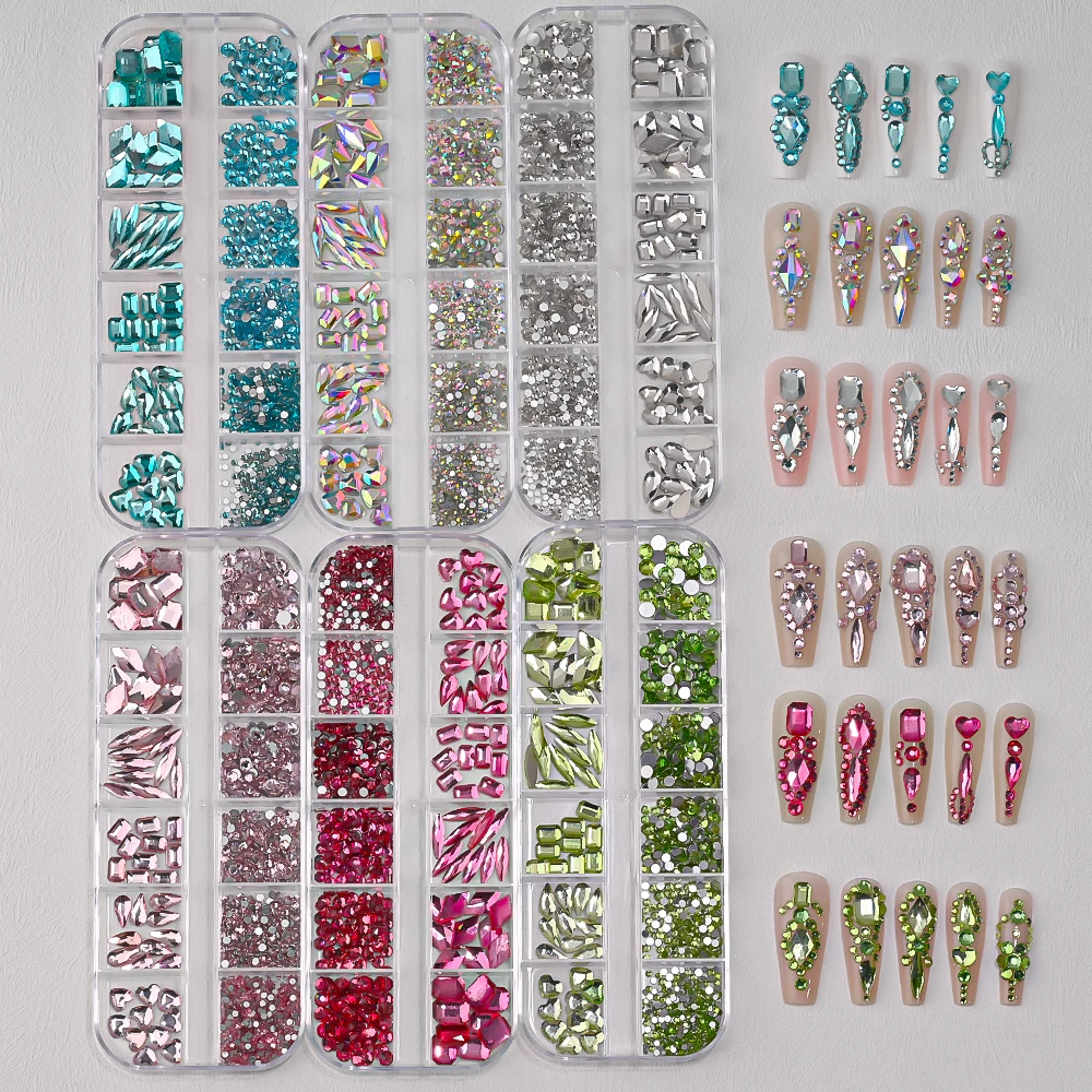 1Box Royal Blue Nail Art Rhinestones 1.5/2/2.5/2.8/3/4MM Flatback Nail Gems In Various Sizes SS4-SS16 Non-hotfix Nail Decoration