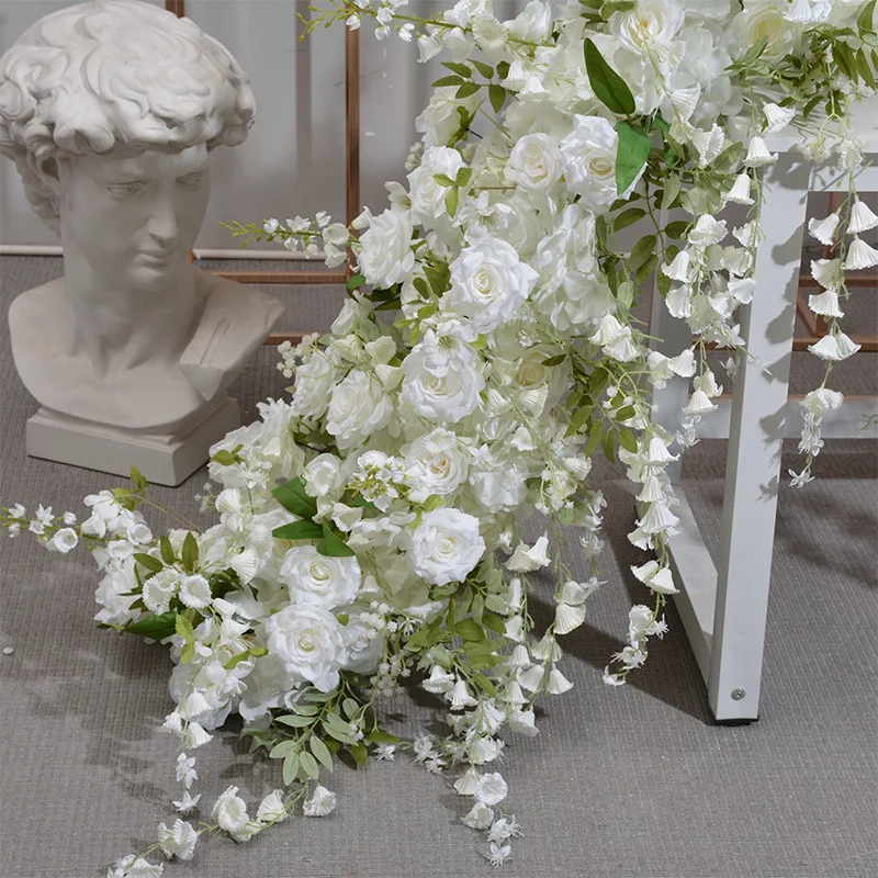 Hydrangea Artificial Rose Flower Wedding Decoration Flower Row Floral Stage Backdrop Arrangement Orchid Runner Flower Arch Decor