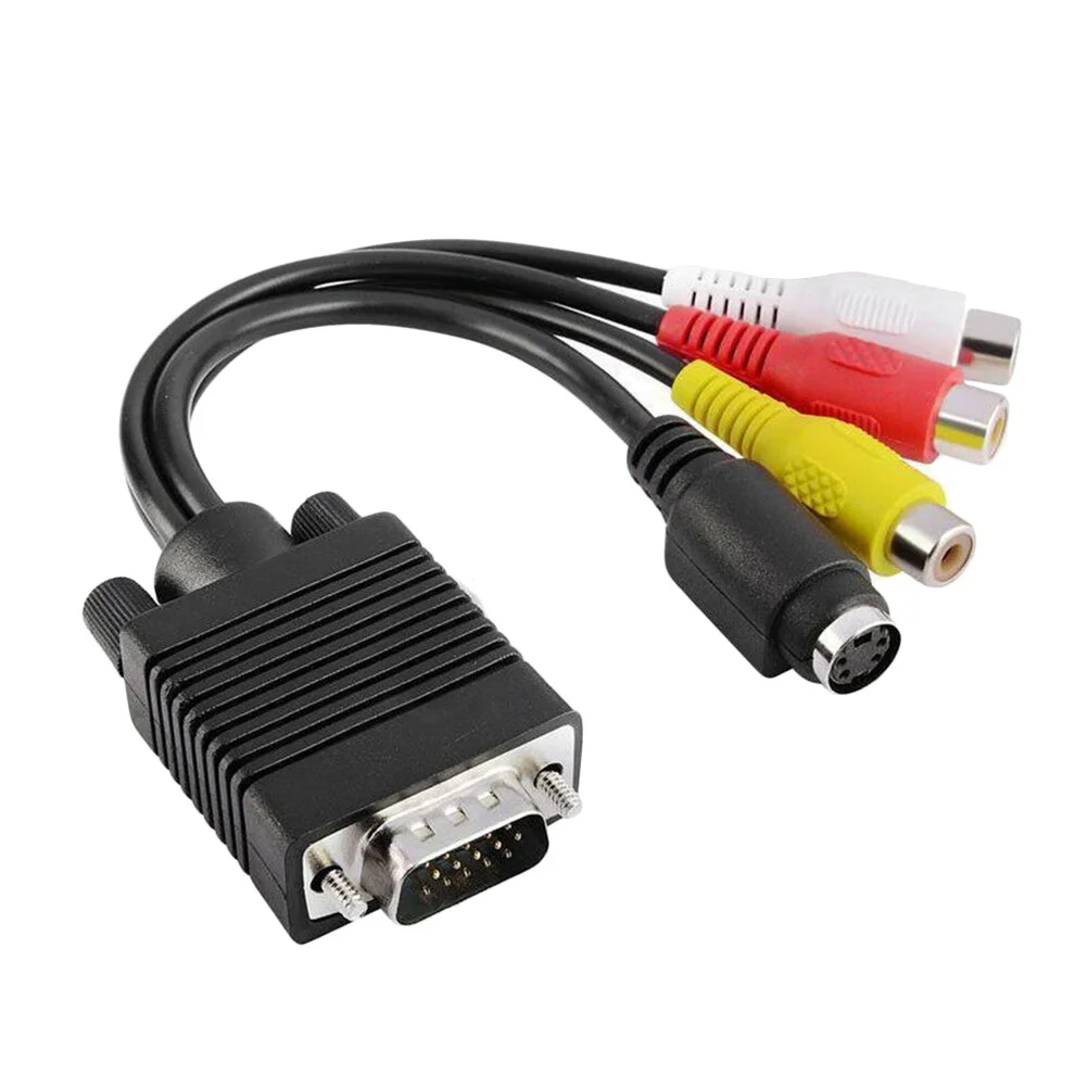 Vga To Av Converter Cable Adapter With S-Video Rca Jack Standard Input For Laptop Desktop Video Audio