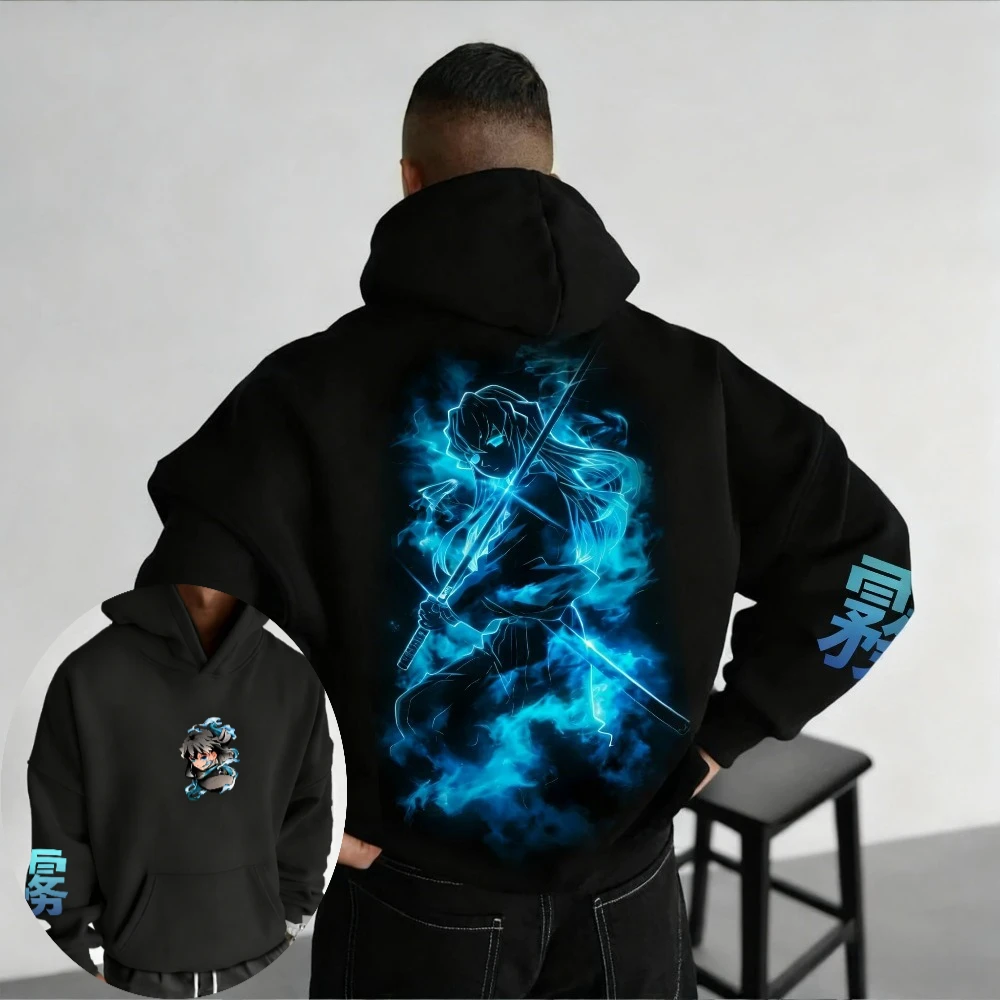 Sudadera con capucha Demon Slayer para hombre Muichiro Tokito Anime primavera Otoño Invierno niño Harajuku traje de manga larga para padres e hijos