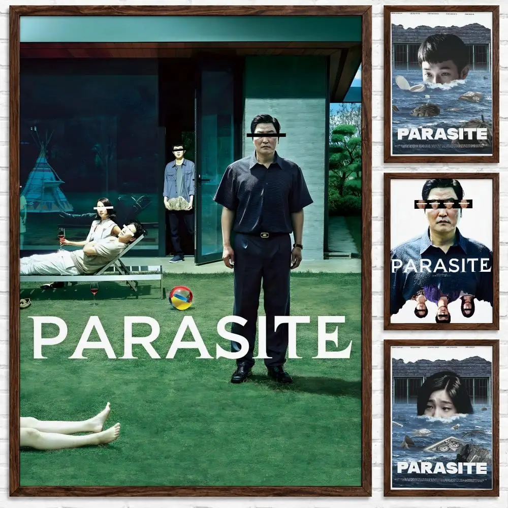 Dark Psychological Thriller Movie Parasite Poster Self‑Adhesive Waterproof Poster Sticker Coffee House Bar Wall Art Home Decor