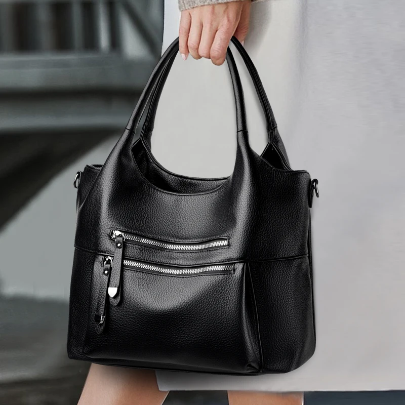 

New soft leather women's handbag, large-capacity fashionable single-shoulder bag, middle-aged mother's bag, crossbody bag