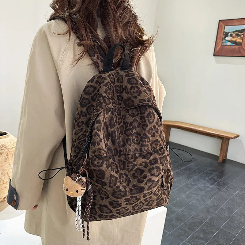 

Trendy Leopard Print Backpack 2025, Women's Fashion Rucksack for Campus & City, Viral Aesthetic Daypack for Girls