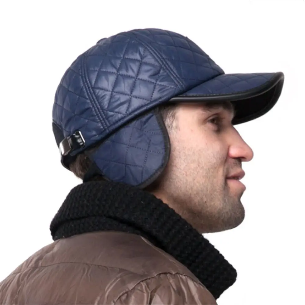 Autumn Winter Men Casual Adjustable Baseball Cap Earmuffs Hat Bomber Hats Warm