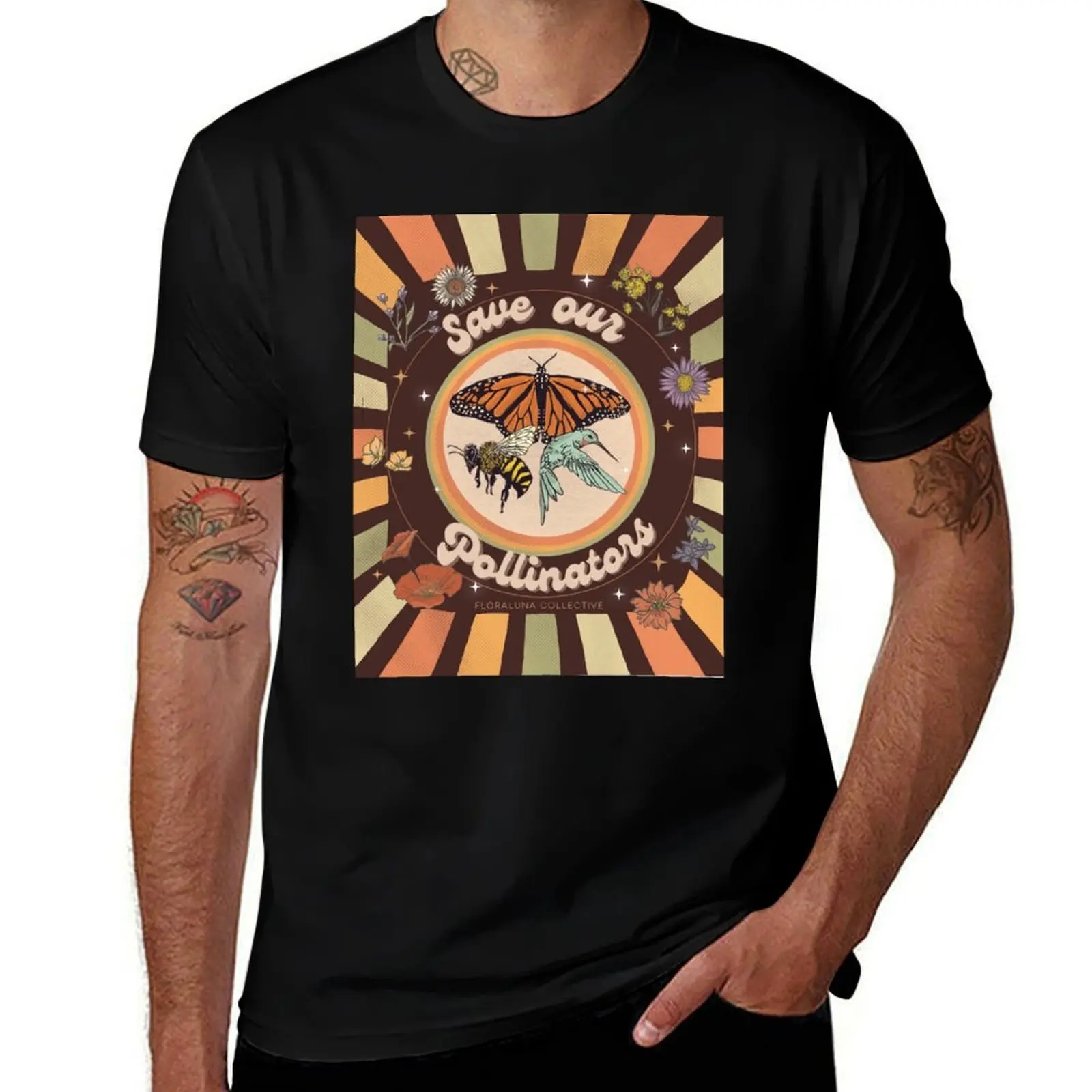 Save our pollinators T-Shirt Casual Breathable Short Sleeve Top T-Shirt