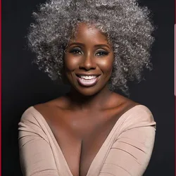 Perruques afro bouclées crépues courtes avec frange pour femmes noires, Ombre, gris argent, fibre de degré de chaleur, cheveux synthétiques