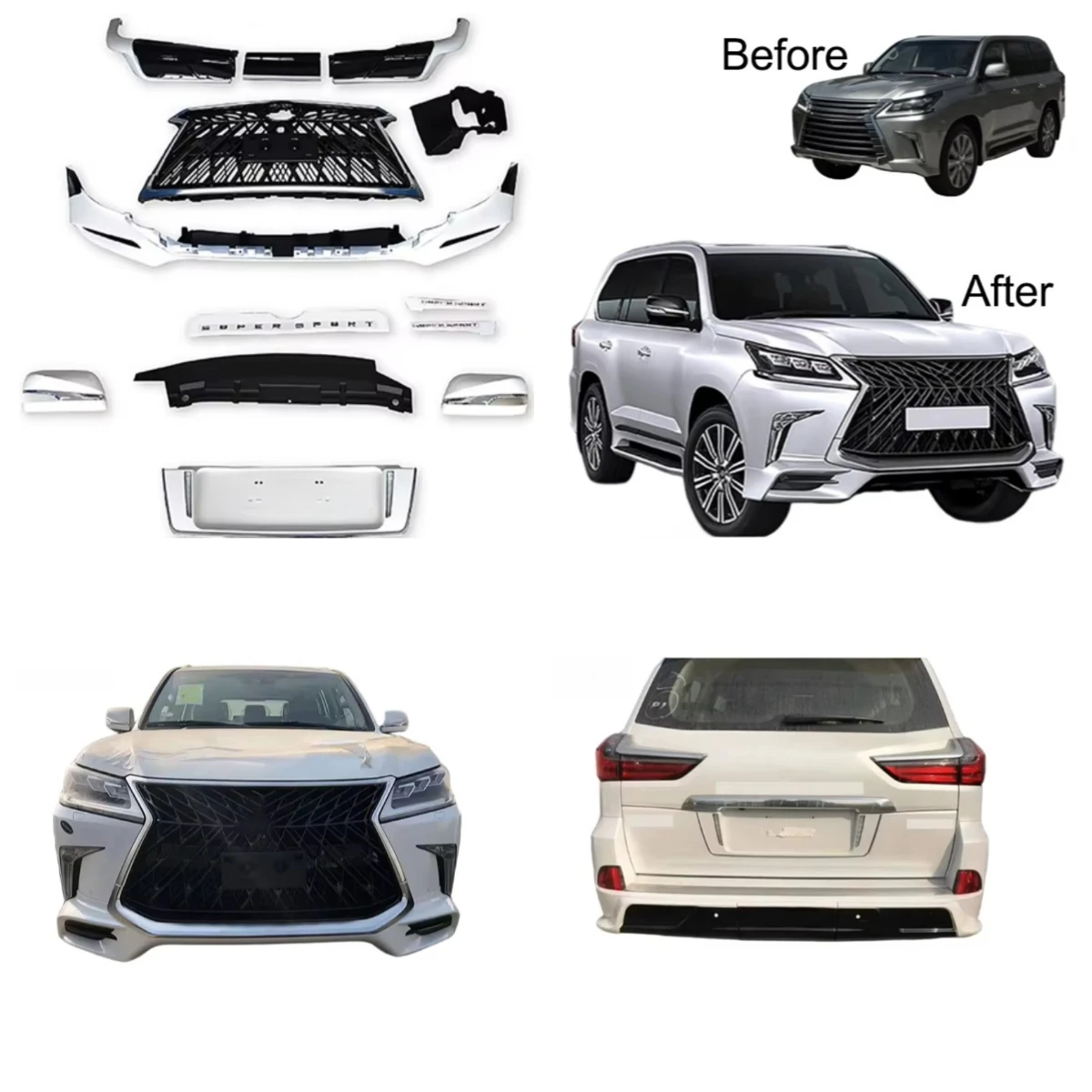 

Stlf For 2016-2018 LX570 Body Kit Upgrade - Front Bumper + Air Intake Grille + Full Body Kit