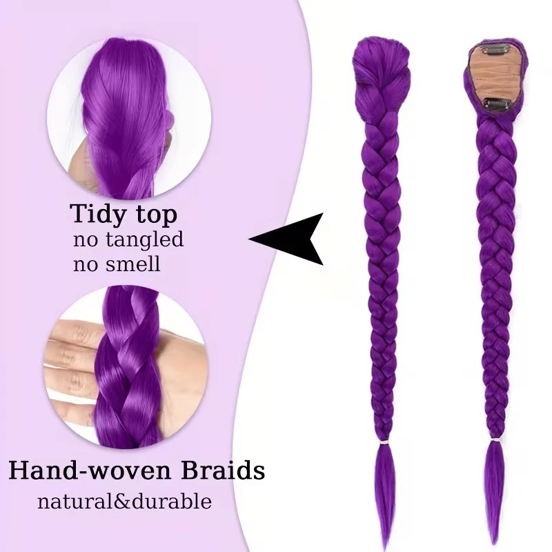 วิกผมสีม่วงสำหรับคอสเพลย์รูมิจากวงเคป๊อปฮันเตอร์ส สำหรับเด็กผู้หญิง วิกผมทรงผมอนิเมะรูมิ ความยาว 26 นิ้ว พร้อมกิ๊บติดผม