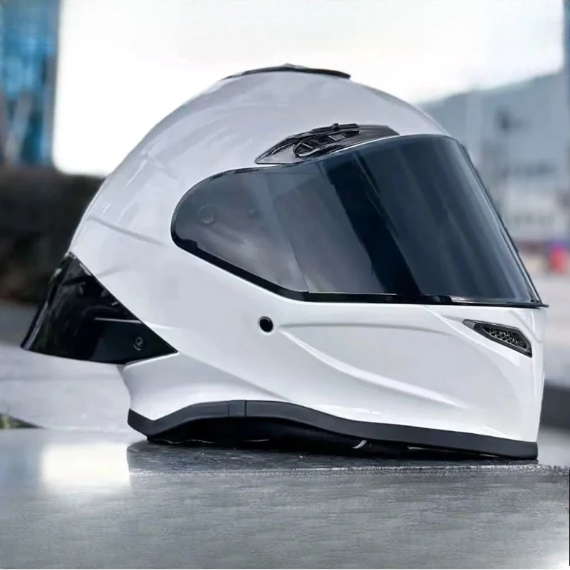 HOT Motorhelm Grote Achtervleugel Dubbele Lens Volledig Gezicht Helm Motocross Helm DOT Goedgekeurd motorhelm