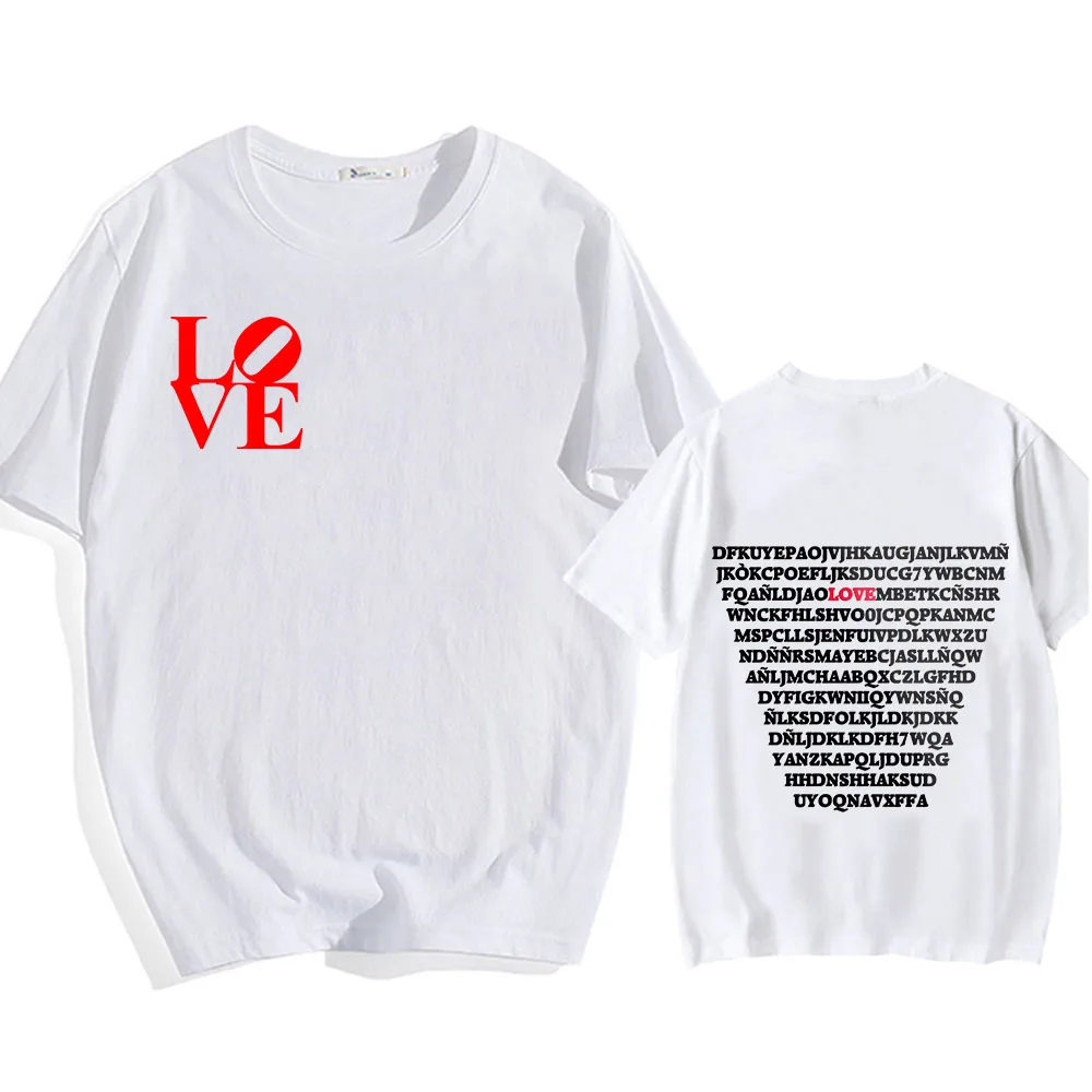 Letters Love T-shirt Short Sleeve Unisex O-neck Tee-shirt Funko Pop Hip Hop Casual Tshirt Ropa Hombre Cotton High Quality Tees