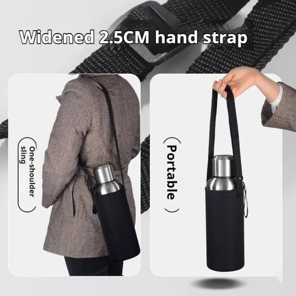 Portable 750ML/1000ML/1500ML Water Bottle Holder Adjustable Strap Neoprene Bottle Bag Black Bottle Cover