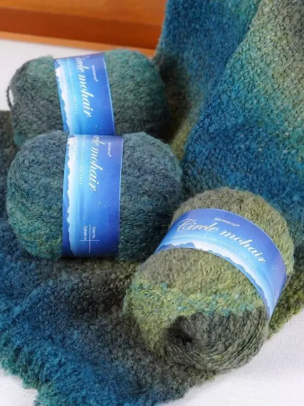 

Набор для вязания: шарф, шапка, накидка на плечи из шерстяной пряжи с радужным градиентом, ручная работа, осенние модные аксессуары